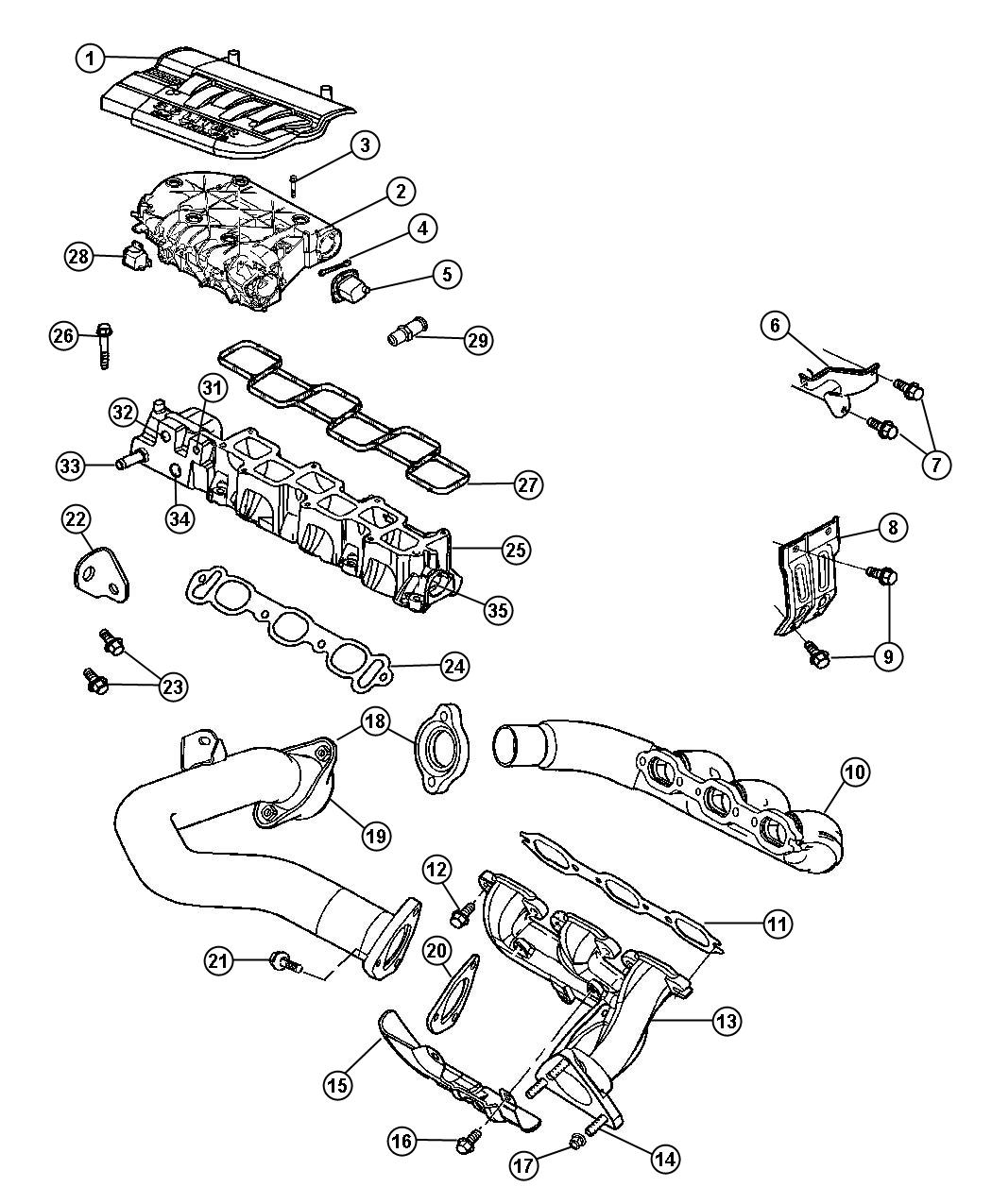 2006 chrysler pacifica gasket exhaust manifold engine intake mpi